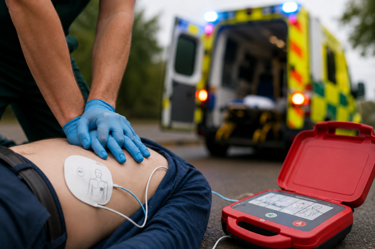 Emergency CPR and defibrillator
