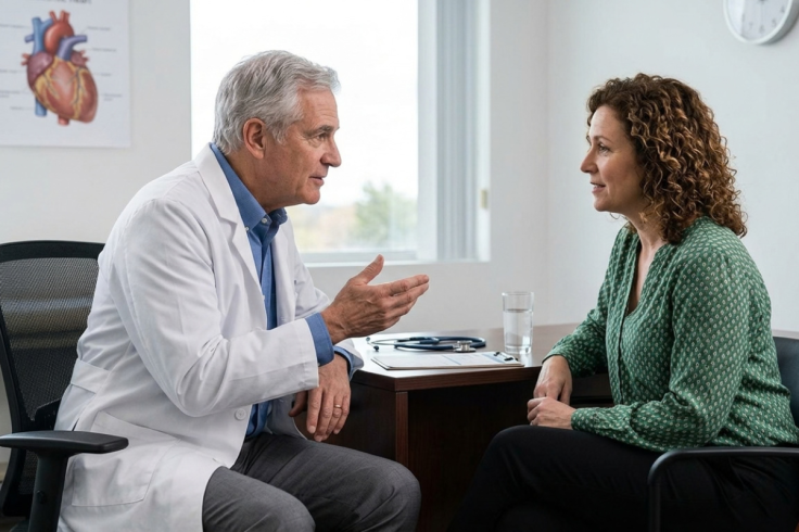 A female patient consulting a cardiologist