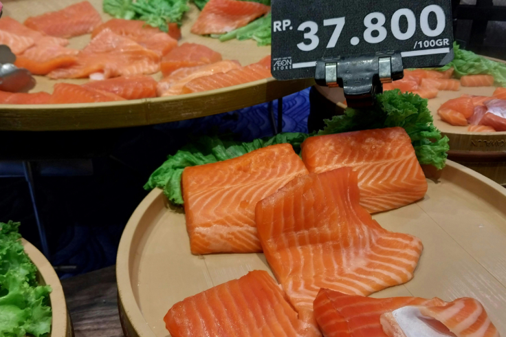 Salmon on Display in a Grocery Store
