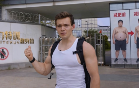 YouTuber Browney during his 50-hour stay at a Chinese weight-loss camp, which he documented in a vlog